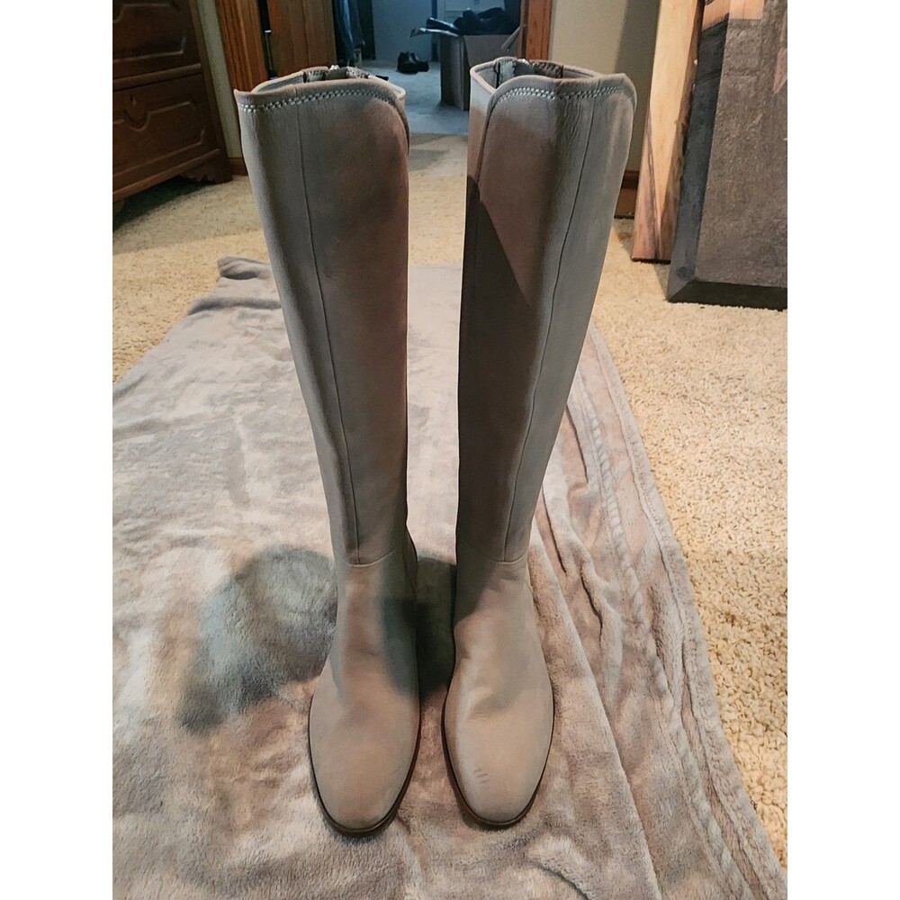 Louise et Cie Vallery Gravel Gray Leather Tall Riding Boots Size 7.5M NWOB